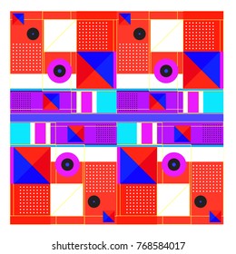 Trendy geometric elements memphis colorful and glowing design. Retro 90’s style texture, pattern and elements. Modern abstract background design and cover template.