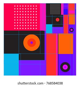 Trendy geometric elements memphis colorful and glowing design. Retro 90’s style texture, pattern and elements. Modern abstract background design and cover template.