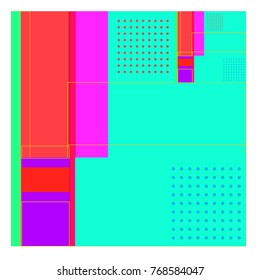 Trendy geometric elements memphis colorful and glowing design. Retro 90’s style texture, pattern and elements. Modern abstract background design and cover template.