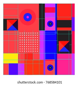 Trendy geometric elements memphis colorful and glowing design. Retro 90’s style texture, pattern and elements. Modern abstract background design and cover template.