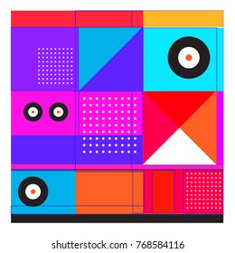 Trendy geometric elements memphis colorful and glowing design. Retro 90’s style texture, pattern and elements. Modern abstract background design and cover template.