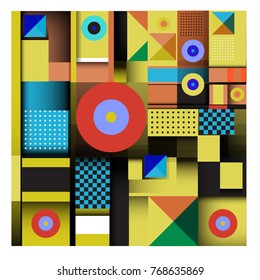 Trendy geometric elements memphis colorful and glowing design. Retro 90’s style texture, pattern and elements. Modern abstract background design and cover template.
