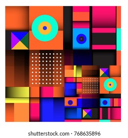 Trendy geometric elements memphis colorful and glowing design. Retro 90’s style texture, pattern and elements. Modern abstract background design and cover template.
