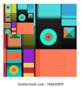 Trendy geometric elements memphis colorful and glowing design. Retro 90’s style texture, pattern and elements. Modern abstract background design and cover template.