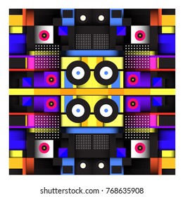 Trendy geometric elements memphis colorful and glowing design. Retro 90’s style texture, pattern and elements. Modern abstract background design and cover template.