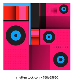 Trendy geometric elements memphis colorful and glowing design. Retro 90’s style texture, pattern and elements. Modern abstract background design and cover template.