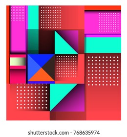 Trendy geometric elements memphis colorful and glowing design. Retro 90’s style texture, pattern and elements. Modern abstract background design and cover template.