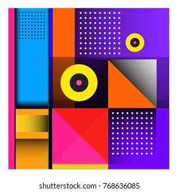 Trendy geometric elements memphis colorful and glowing design. Retro 90’s style texture, pattern and elements. Modern abstract background design and cover template.