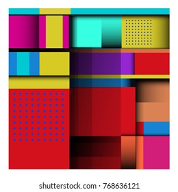 Trendy geometric elements memphis colorful and glowing design. Retro 90’s style texture, pattern and elements. Modern abstract background design and cover template.