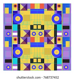 Trendy geometric elements memphis colorful and glowing design. Retro 90’s style texture, pattern and elements. Modern abstract background design and cover template.