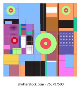 Trendy geometric elements memphis colorful and glowing design. Retro 90’s style texture, pattern and elements. Modern abstract background design and cover template.