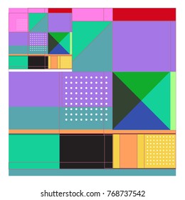 Trendy geometric elements memphis colorful and glowing design. Retro 90’s style texture, pattern and elements. Modern abstract background design and cover template.