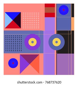 Trendy geometric elements memphis colorful and glowing design. Retro 90’s style texture, pattern and elements. Modern abstract background design and cover template.