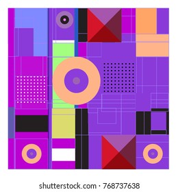 Trendy geometric elements memphis colorful and glowing design. Retro 90’s style texture, pattern and elements. Modern abstract background design and cover template.