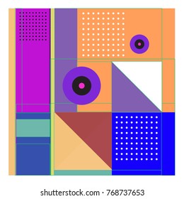 Trendy geometric elements memphis colorful and glowing design. Retro 90’s style texture, pattern and elements. Modern abstract background design and cover template.