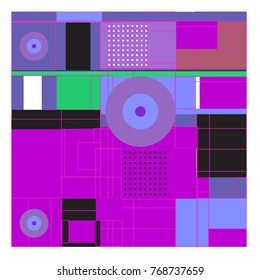 Trendy geometric elements memphis colorful and glowing design. Retro 90’s style texture, pattern and elements. Modern abstract background design and cover template.