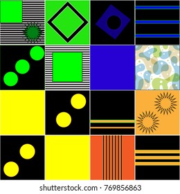 Trendy geometric elements memphis colorful and glowing design. Retro 90’s style texture, pattern and elements. Modern abstract background design and cover template