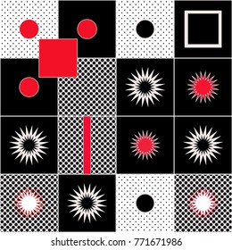 Trendy geometric elements memphis colorful and glowing design. Retro 90’s style texture, pattern and elements. Modern abstract background design and cover template