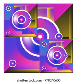 Trendy geometric elements memphis colorful and glowing design. Retro 90’s style texture, pattern and elements. Modern abstract background design and cover template.