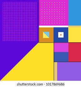 Trendy geometric elements memphis greeting cards design. Retro style texture, pattern and elements. Modern abstract design poster and cover template