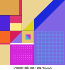 Trendy geometric elements memphis greeting cards design. Retro style texture, pattern and elements. Modern abstract design poster and cover template