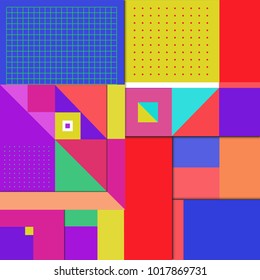 Trendy geometric elements memphis greeting cards design. Retro style texture, pattern and elements. Modern abstract design poster and cover template