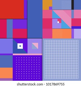 Trendy geometric elements memphis greeting cards design. Retro style texture, pattern and elements. Modern abstract design poster and cover template