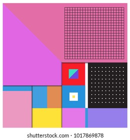 Trendy geometric elements memphis greeting cards design. Retro style texture, pattern and elements. Modern abstract design poster and cover template