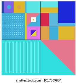 Trendy geometric elements memphis greeting cards design. Retro style texture, pattern and elements. Modern abstract design poster and cover template