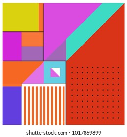 Trendy geometric elements memphis greeting cards design. Retro style texture, pattern and elements. Modern abstract design poster and cover template