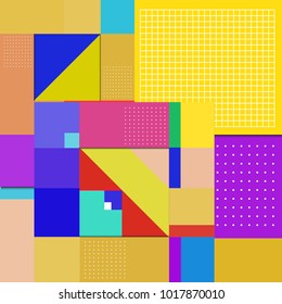 Trendy geometric elements memphis greeting cards design. Retro style texture, pattern and elements. Modern abstract design poster and cover template