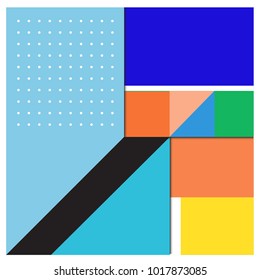 Trendy geometric elements memphis greeting cards design. Retro style texture, pattern and elements. Modern abstract design poster and cover template