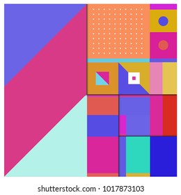 Trendy geometric elements memphis greeting cards design. Retro style texture, pattern and elements. Modern abstract design poster and cover template