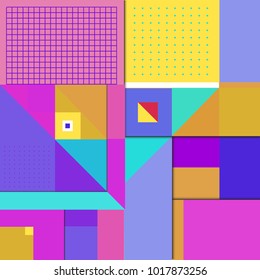 Trendy geometric elements memphis greeting cards design. Retro style texture, pattern and elements. Modern abstract design poster and cover template