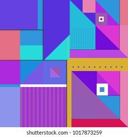 Trendy geometric elements memphis greeting cards design. Retro style texture, pattern and elements. Modern abstract design poster and cover template