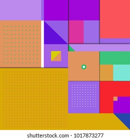 Trendy geometric elements memphis greeting cards design. Retro style texture, pattern and elements. Modern abstract design poster and cover template