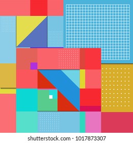 Trendy geometric elements memphis greeting cards design. Retro style texture, pattern and elements. Modern abstract design poster and cover template