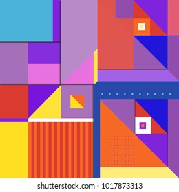 Trendy geometric elements memphis greeting cards design. Retro style texture, pattern and elements. Modern abstract design poster and cover template