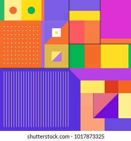 Trendy geometric elements memphis greeting cards design. Retro style texture, pattern and elements. Modern abstract design poster and cover template