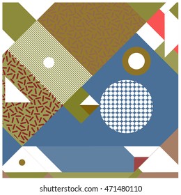Trendy geometric elements memphis greeting cards design. Retro style texture, pattern and elements. Modern abstract design poster and cover template