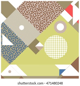 Trendy geometric elements memphis greeting cards design. Retro style texture, pattern and elements. Modern abstract design poster and cover template