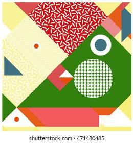 Trendy geometric elements memphis greeting cards design. Retro style texture, pattern and elements. Modern abstract design poster and cover template