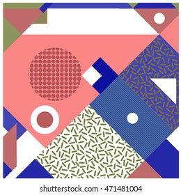 Trendy geometric elements memphis greeting cards design. Retro style texture, pattern and elements. Modern abstract design poster and cover template