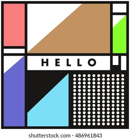 Trendy geometric elements memphis greeting cards design. Retro style texture, pattern and elements. Modern abstract design poster and cover template
