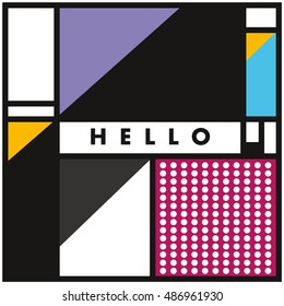 Trendy geometric elements memphis greeting cards design. Retro style texture, pattern and elements. Modern abstract design poster and cover template