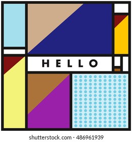 Trendy geometric elements memphis greeting cards design. Retro style texture, pattern and elements. Modern abstract design poster and cover template