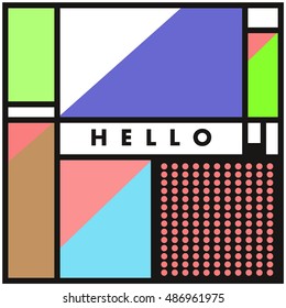 Trendy geometric elements memphis greeting cards design. Retro style texture, pattern and elements. Modern abstract design poster and cover template