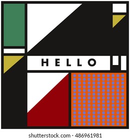 Trendy geometric elements memphis greeting cards design. Retro style texture, pattern and elements. Modern abstract design poster and cover template