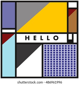 Trendy geometric elements memphis greeting cards design. Retro style texture, pattern and elements. Modern abstract design poster and cover template