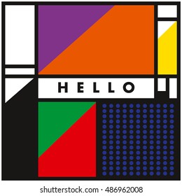 Trendy geometric elements memphis greeting cards design. Retro style texture, pattern and elements. Modern abstract design poster and cover template